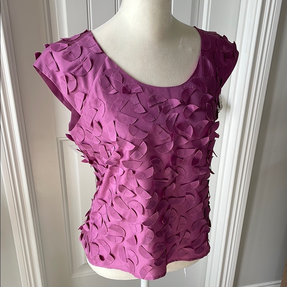 Talbots 100% Silk Textured Purple Blouse (size 2P)
